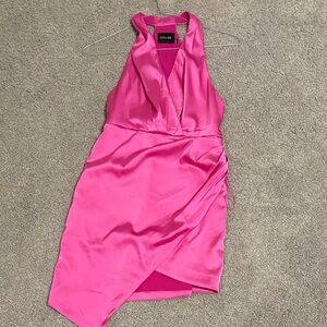 DO+BE Fuchsia Asymmetrical Halter Dress